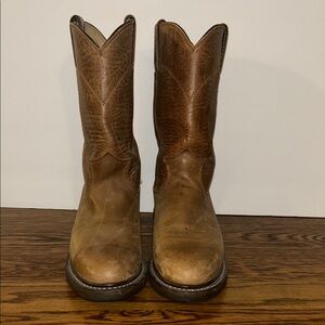 Justin Boys Roper Western Cowboy Boots sz 5.5 Brown Leather